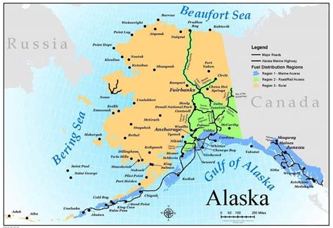 Map of Alaska showing methods of accessibility [948x650] : MapPorn