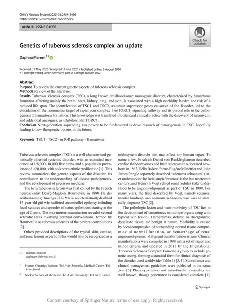 Genetics of tuberous sclerosis complex: an update