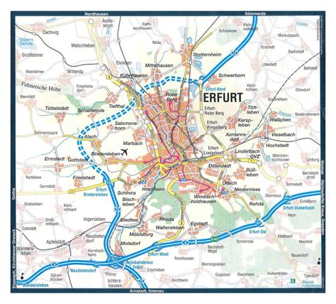 Large map of Erfurt city and its surroundings with roads and other marks | Erfurt | Germany ...