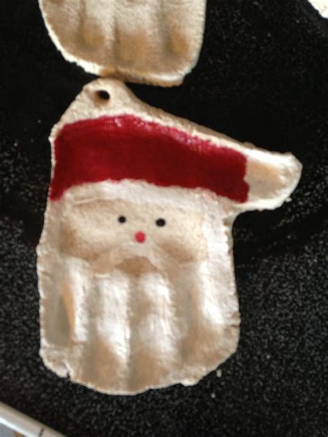 Salt dough ornament "Santa" handprint | Santa handprint, Salt dough ...