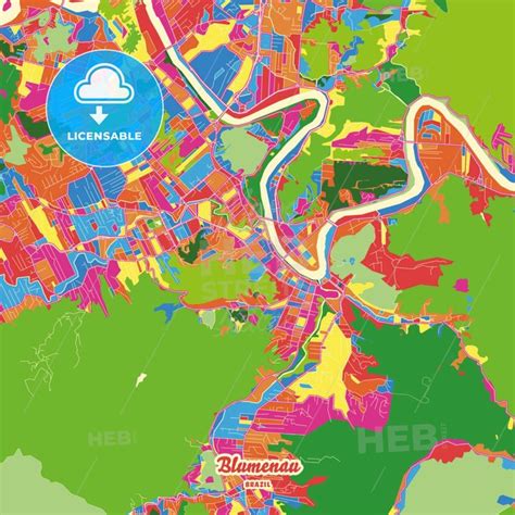 Blumenau, Brazil Crazy Colorful Map Print Template in 2022 | Dawanda