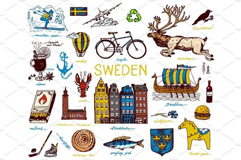 Symbols of Sweden in vintage by Arthur Balitskiy on @creativemarket ...