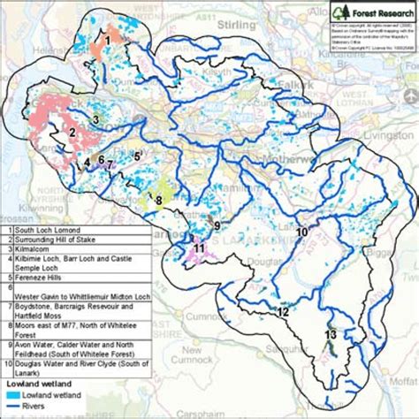 Wetland habitat networks indicating where priority areas (each shown in ...