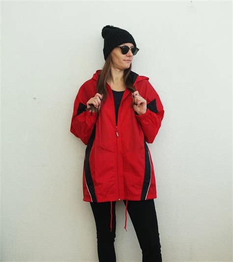 Puma Jacket Red Vintage Puma Red Sport Jacket Hooded Puma Windbreaker Vintage Tracking Jacket ...