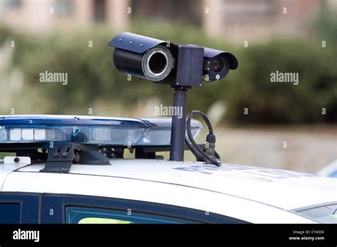 CCTV video camera on police car Spain Stock Photo - Alamy