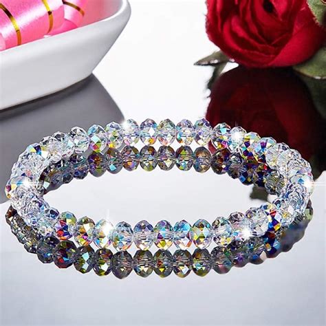 Caingmo Crystal Bracelet Handmade Glass Beaded Stretch Bracelets Women ...