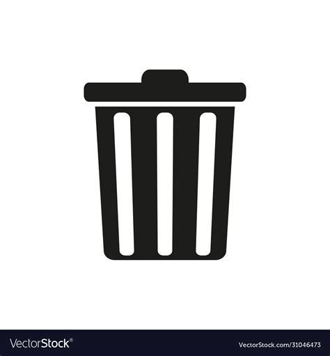 Trash can black delete button icon Royalty Free Vector Image