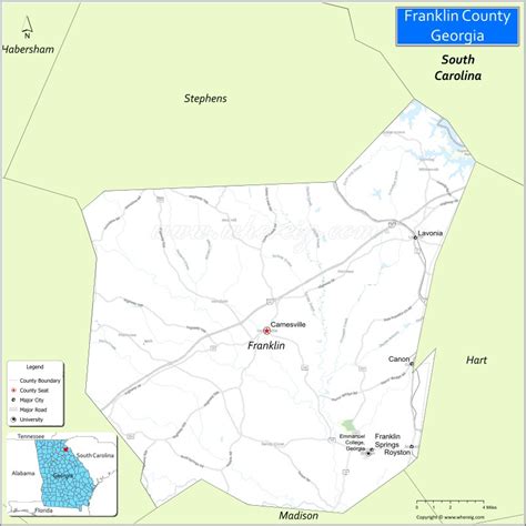 Map of Franklin County, Georgia - Thong Thai Real