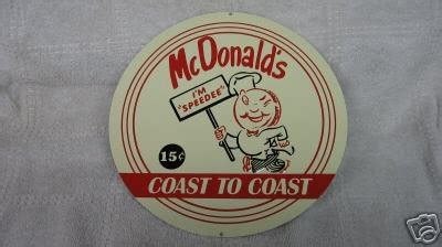 McDonald's "I'm Speedee" Hamburger Round Sign | #16165981