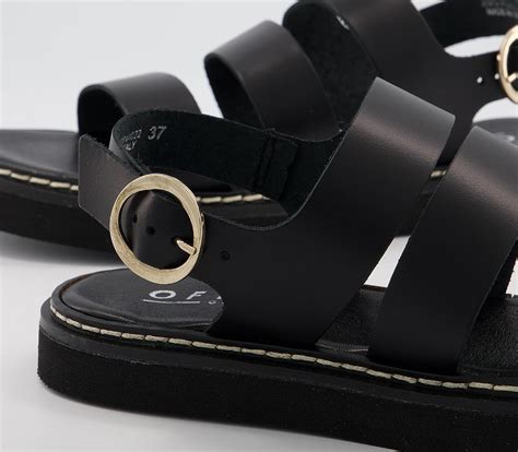 Office Scandi Flatform Sandals Black Leather - Women’s Sandals