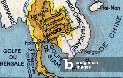 Image of Geography map of Siam (Thailand) with names of the main by ...