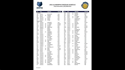 Memphis Grizzlies 2021-22 regular season schedule | localmemphis.com