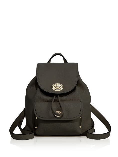 Coach Mini Leather Turnlock Backpack in Black | Lyst