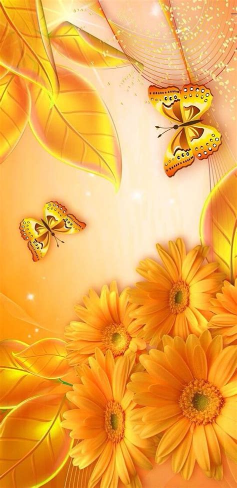 1080P free download | Golden Sunflower, butterflies, butterfly, floral ...