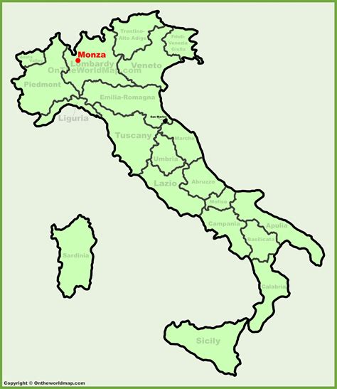 Monza location on the Italy map - Ontheworldmap.com