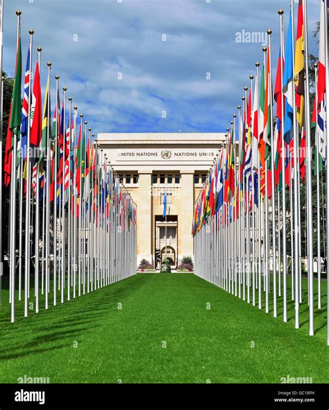 GENEVA, SWITZERLAND - SEPTEMBER 3: View of the United Nation building in Geneva on September 3 ...