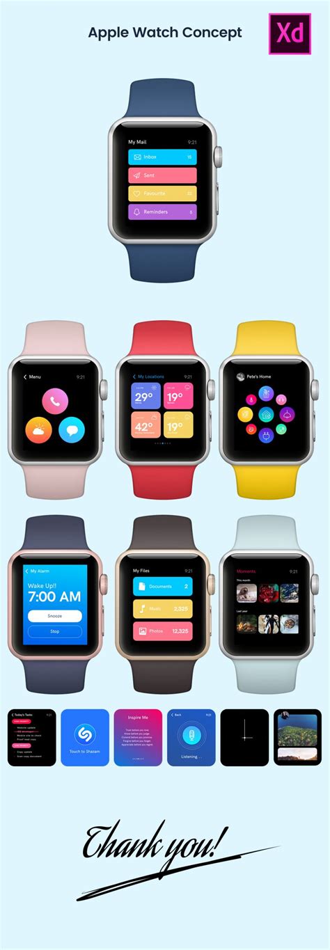 Apple Watch Design Concept- Free UI Kit for Adobe Xd - FreebiesUI