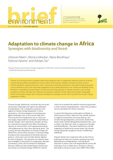 (PDF) Adaptation to climate change in Africa