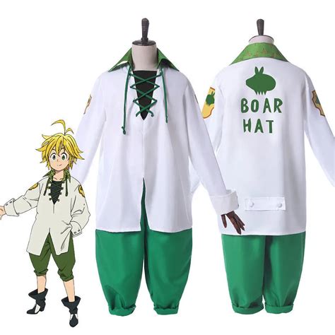 Anime The Seven Deadly Sins Cosplay Meliodas Uniform Costume Complete Outfit Tops + Pants Suit ...