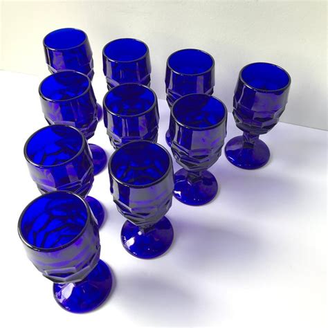 Vintage Cobalt Blue Glasses | Chairish