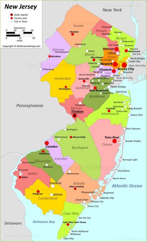 New Jersey State Map | USA | Maps of New Jersey (NJ)
