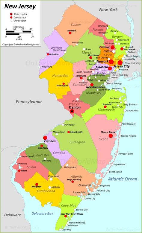 New Jersey State Map | USA | Maps of New Jersey (NJ)