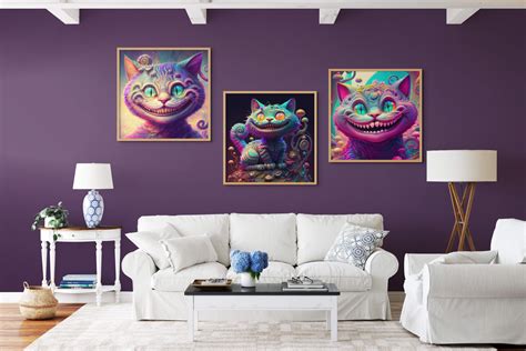 Cheshire Cat Art, Colorful Cat Poster, Cheshire Cat Printable, Cat Portrait, Kitten Print, Home ...