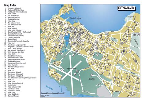 Detailed tourist map of central part of Reykjavik city | Vidiani.com | Maps of all countries in ...