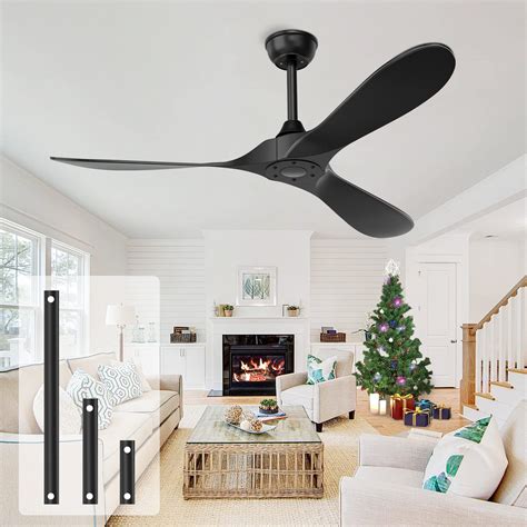 ghicc Black Ceiling Fan with Remote Outdoor Ceiling Fans for Patios Modern Ceiling Fan No Light ...