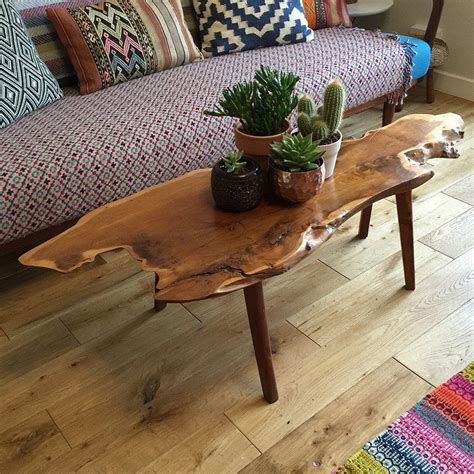 Mid Century Walnut Live Edge Coffee Table | Wood table design, Coffee ...