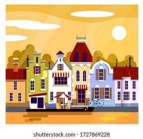 Cool Vector Background Amsterdam Street Facades Stock Vector (Royalty Free) 1727869228 ...