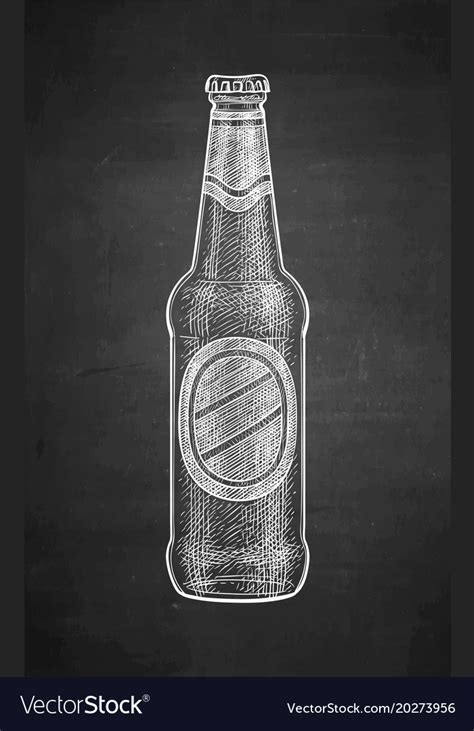 Chalk sketch beer bottle Royalty Free Vector Image