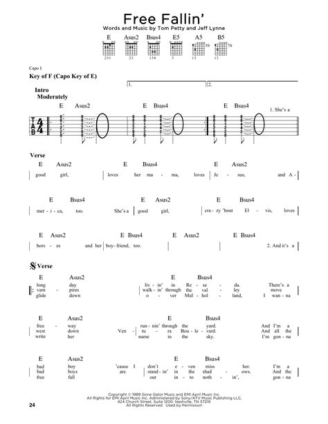 Free Fallin' by Tom Petty - Guitar Cheat Sheet - Guitar Instructor