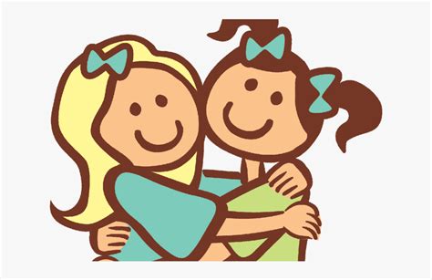 Girls Hugging Cartoon