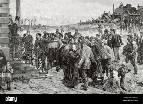 Labor movement. Late 19th century. The strike in Belgium. The Artistic Illustration. Engraving ...