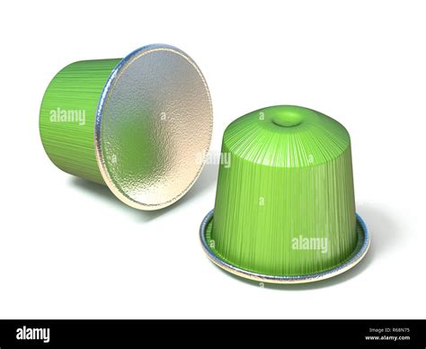 Green coffee capsules 3D Stock Photo - Alamy