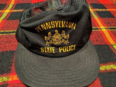 VINTAGE Pennsylvania State Police Hat Black Adjustabl… - Gem