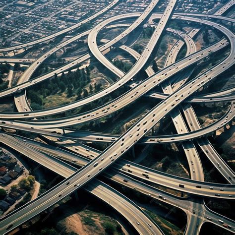 Premium AI Image | An aerial view of a highway with a freeway and a ...