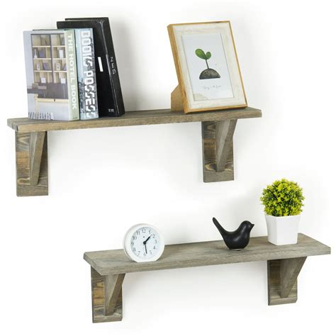 24-Inch Rustic Barnwood Gray Wooden Floating Wall Shelves, Set of 2 - Walmart.com - Walmart.com