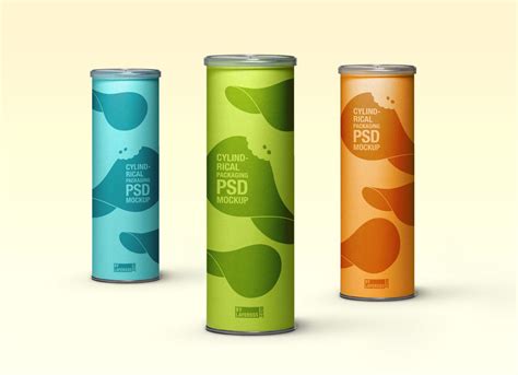 Free Cylinder Tube Chips Packaging Mockup PSD - Good Mockups