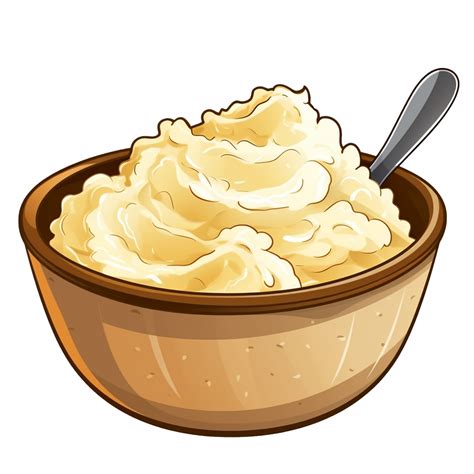 clipart, cute bowl of mashed potatoes, Thanksgiving, isolated on white ...