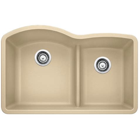 Blanco Diamond Undermount Granite Composite 32 in. Double Bowl Kitchen Sink in Biscotti-441595 ...