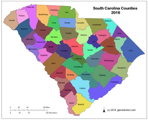 Map of South Carolina Counties