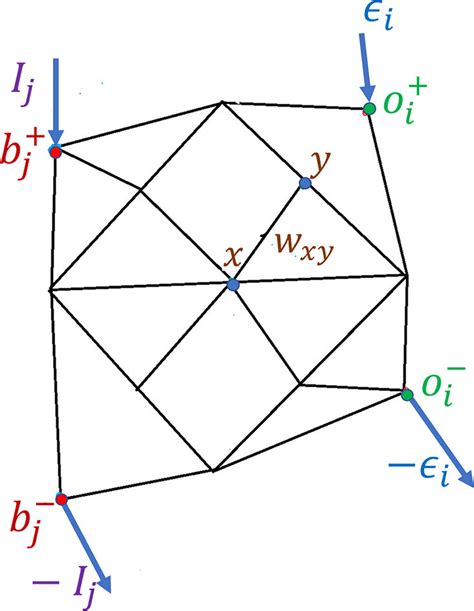 The flow network. Schematic of the flow network with blue points ...