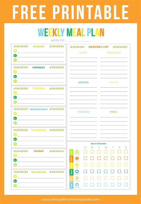 FREE Printable Weekly Meal Planner | Weekly meal planner template, Weekly meal plan template ...