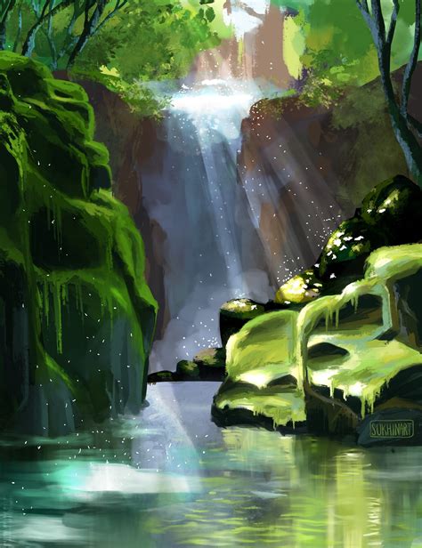 ArtStation - Waterfall in the Jungle