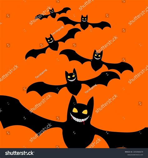 Bat Cartoon Background Halloween Hand Drawn Stock Vector (Royalty Free ...