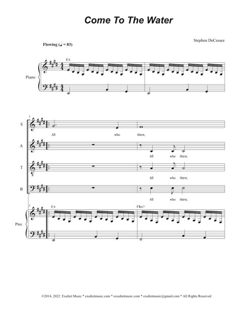 Come To The Water (SATB) by Stephen DeCesare Sheet Music for SATB Choir ...