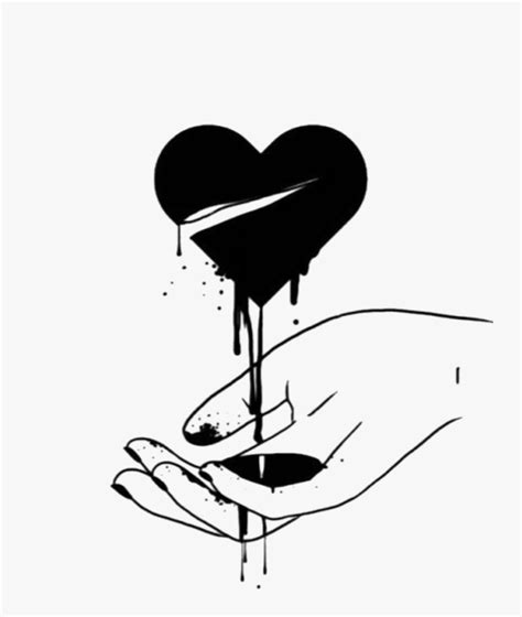 #heart #bleeding #black #lineart #freetoedit - Black And White Heart ...