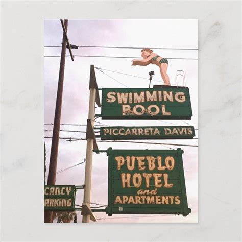 Vintage Sign Hotel Swimming Pool Postcard | Zazzle